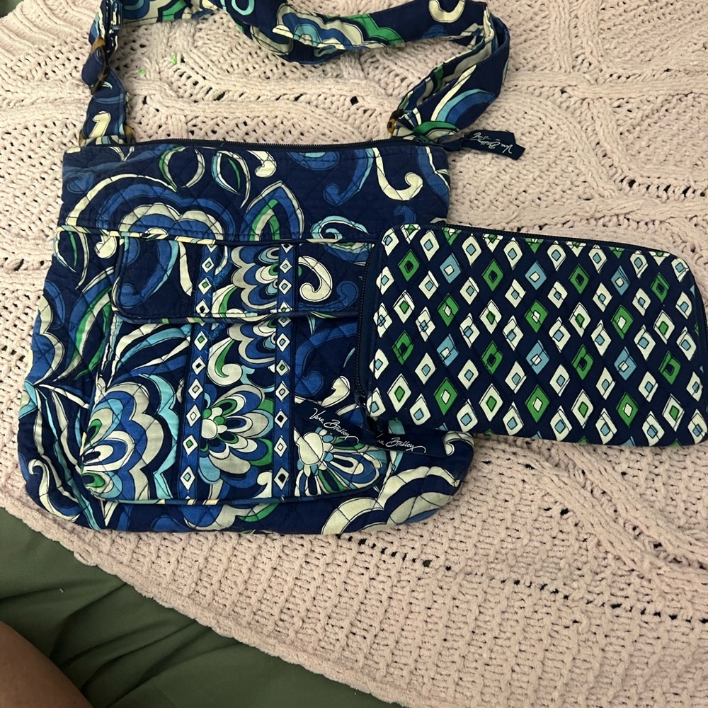 Vera Bradley Blue and Green Crossbody Bag